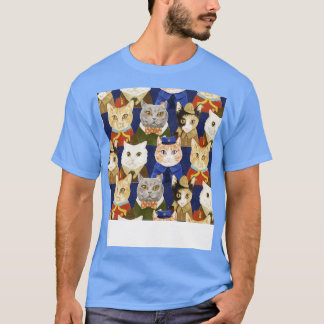 Cats Uniform Anzug Funny Illustration Muster T-Shirt