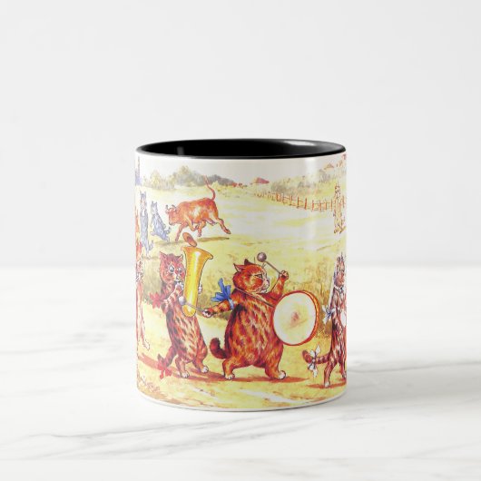 Cats Village Wedding by Louis Wain Zweifarbige Tasse (Mittel)