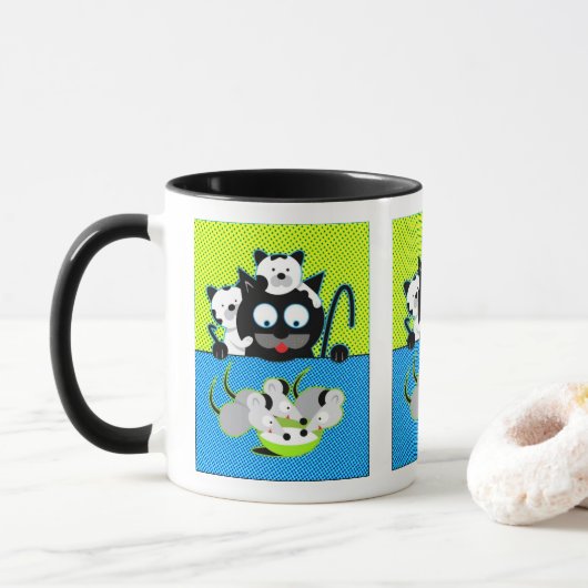 Cats vs Mäuse Kaffeekochen Tasse (Mit Donut)