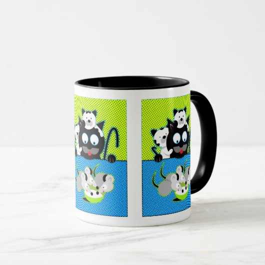 Cats vs Mäuse Kaffeekochen Tasse (VorderseiteRechts)