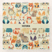 Cats Wasserfarbenes Muster Glasuntersetzer (Vorderseite)