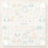 Cats Wasserfarbenes Muster Glasuntersetzer (Rückseite)