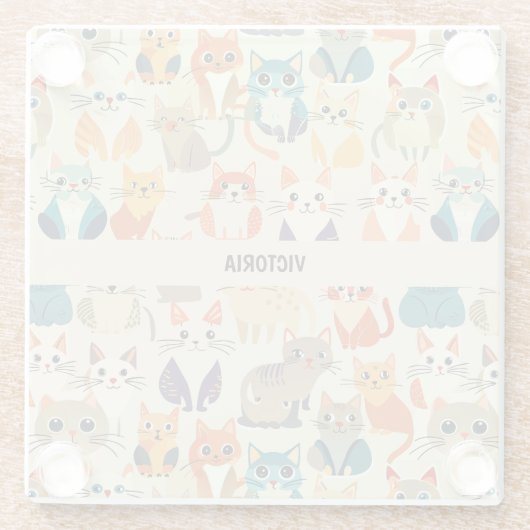 Cats Wasserfarbenes Muster Glasuntersetzer (Rückseite)