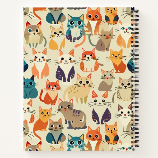 Cats Wasserfarbenes Muster Notizblock (Rückseite)