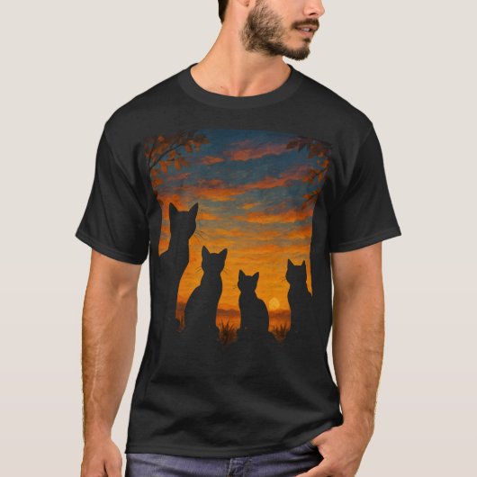 Cats Watch Sunset T-Shirt (Vorderseite)