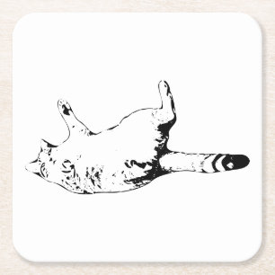 Cat's Watchful Trick Rechteckiger Pappuntersetzer