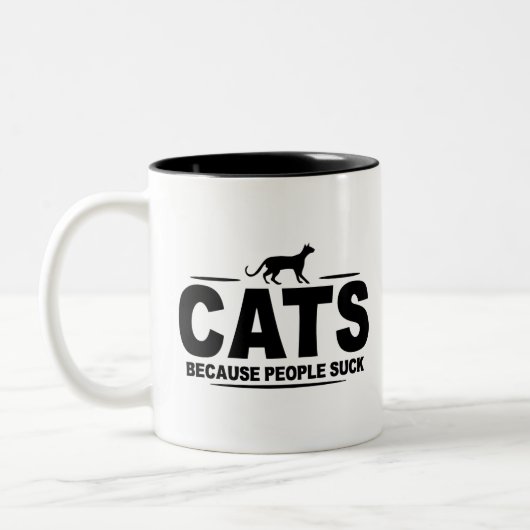 CATS - Weil Menschen Sind zum Kotzen haben Zweifarbige Tasse (Links)