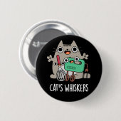 Cat's Whiskers Funny Baking Pun Dark BG Button (Vorne & Hinten)
