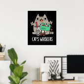 Cat's Whiskers Funny Baking Pun Dark BG Poster (Heimbüro)
