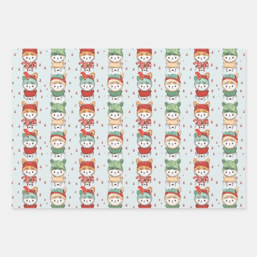 Cats Winter Wonderland Geschenkpapier Set (Vorderseite)