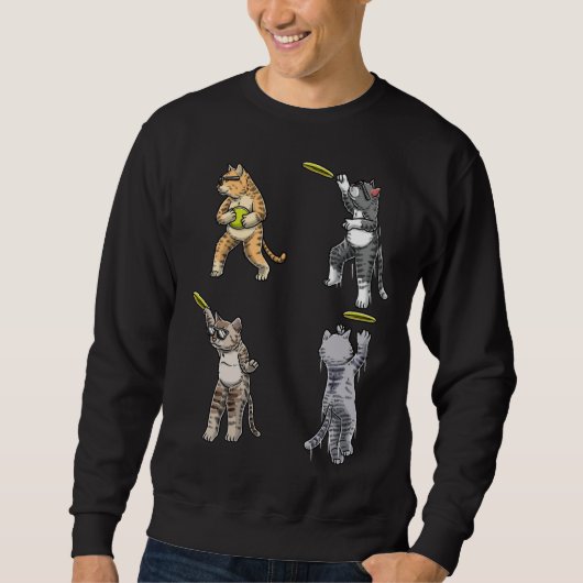 Cats With Flying Disc Frisbee Player Thrower Disc  Sweatshirt (Vorderseite)