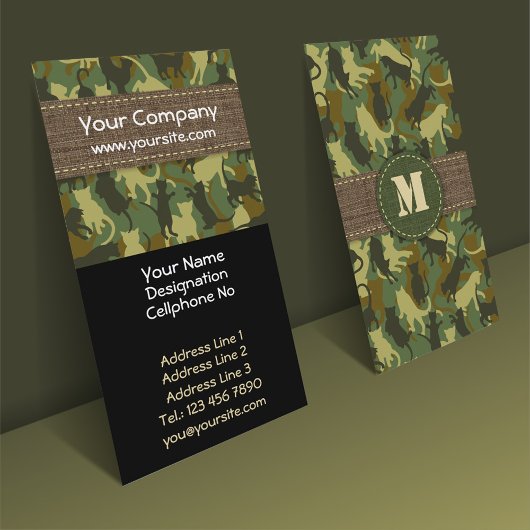 Cats Woodland Camouflage Vertical Business Card Visitenkarte