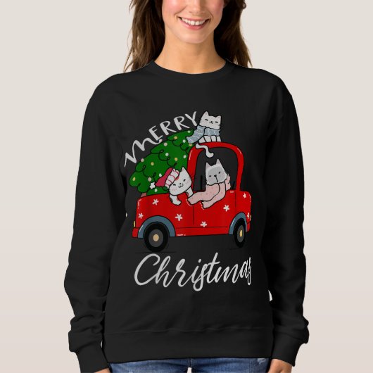 Cats xmas Shirt Tree on Red Truck Cat Christmas tr (Vorderseite)