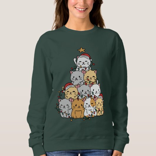 Cats Xmas Tree Sweatshirt (Vorderseite)