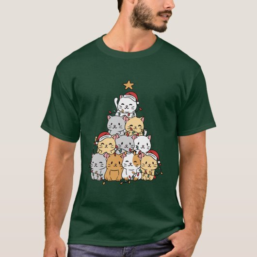 Cats Xmas Tree T-Shirt (Vorderseite)