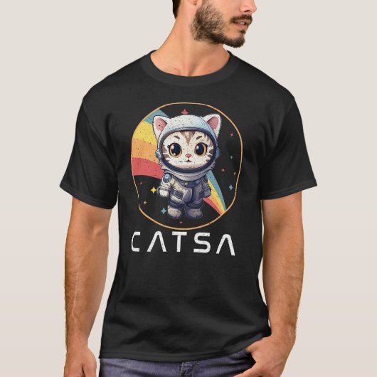 CATSA Cat Astronaut in Space Retro Kitten Astrono T-Shirt (Vorderseite)