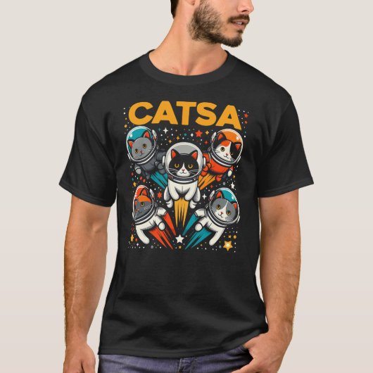 Catsa Cat Astronauts Kitten Space Astronomy Cartoo T-Shirt (Vorderseite)
