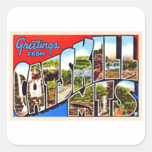 Catskill Mountains New York Große Letter Postkarte Quadratischer Aufkleber
