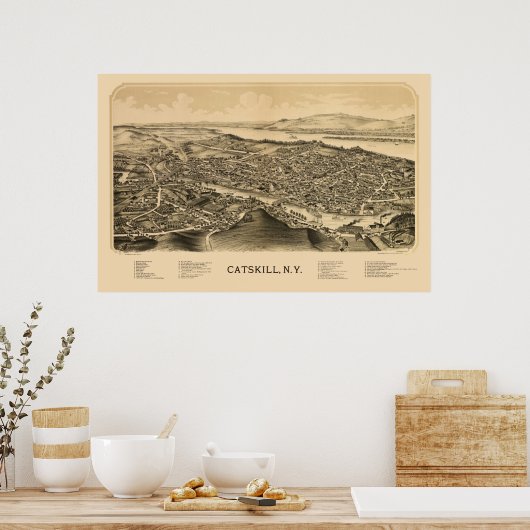 Catskill, NY Panoramic Map - 1889 Poster (Küche)