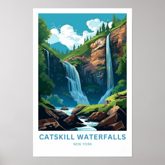 Catskill Waterfall New York Reisen Print Poster (Vorne)