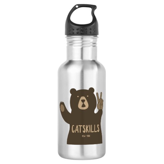 Catskills New York Peace Bear Edelstahlflasche (Vorderseite)