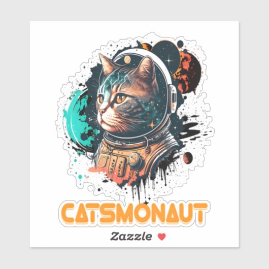 Catsmonaut Astronautenkatze oder Weltraumkatze Aufkleber (Blatt)