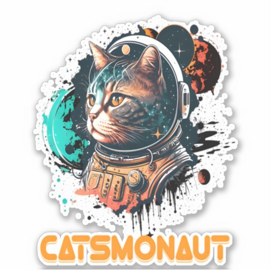 Catsmonaut Astronautenkatze oder Weltraumkatze Aufkleber (Vorderseite)