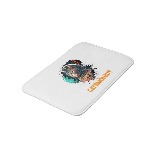 Catsmonaut Astronautenkatze oder Weltraumkatze Badematte (Schrägansicht)