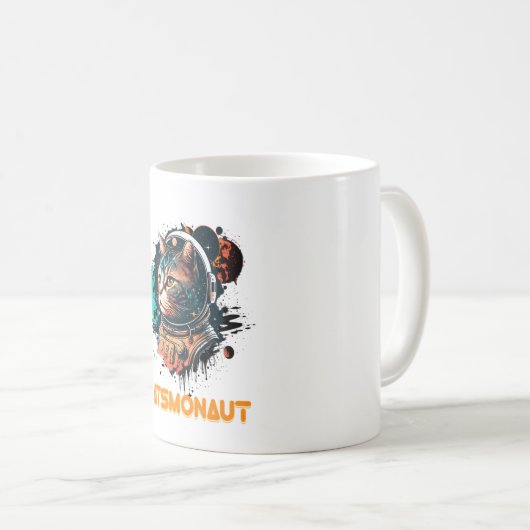Catsmonaut Astronautenkatze oder Weltraumkatze Kaffeetasse (VorderseiteRechts)