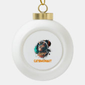 Catsmonaut Astronautenkatze oder Weltraumkatze Keramik Kugel-Ornament (Vorderseite)