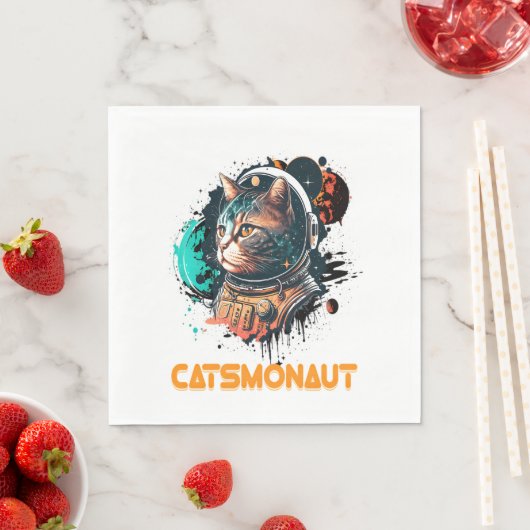 Catsmonaut Astronautenkatze oder Weltraumkatze Serviette (Beispiel)
