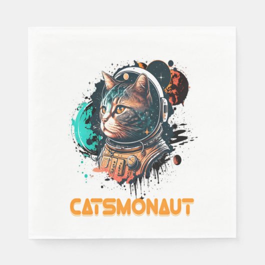 Catsmonaut Astronautenkatze oder Weltraumkatze Serviette (Vorderseite)