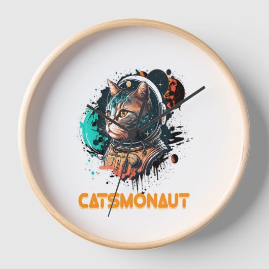 Catsmonaut Astronautenkatze oder Weltraumkatze Uhr (Vorderseite)