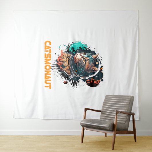 Catsmonaut Astronautenkatze oder Weltraumkatze Wandteppich (Beispiel (Horizontal))