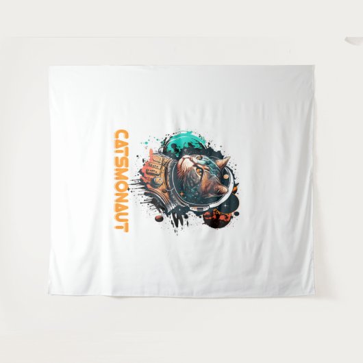 Catsmonaut Astronautenkatze oder Weltraumkatze Wandteppich (Vorderseite (Horizontal))