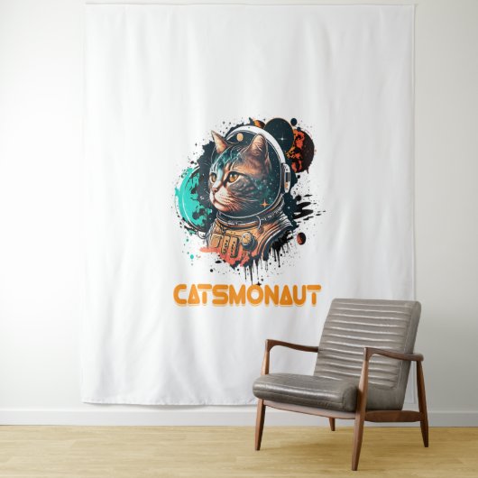 Catsmonaut Astronautenkatze oder Weltraumkatze Wandteppich (Beispiel)