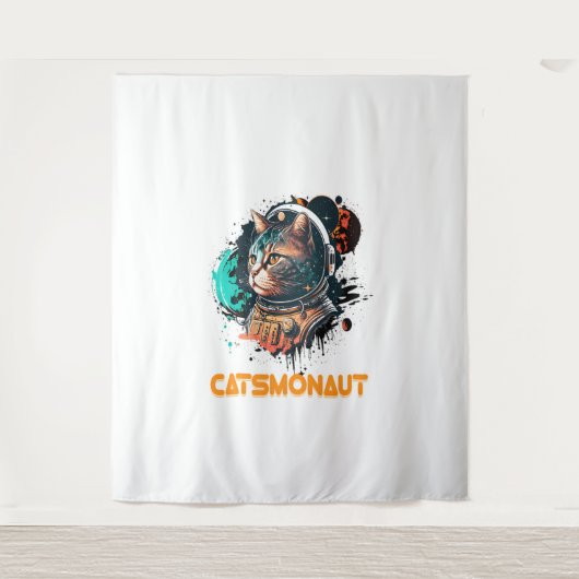 Catsmonaut Astronautenkatze oder Weltraumkatze Wandteppich (Vorderseite)