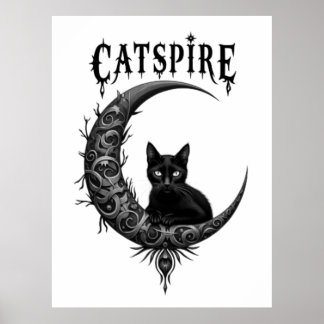 Catspire Gothic Schwarze Katze Mond Poster Druck