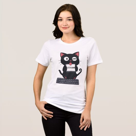 Catsplaining - Funny Niedlich Black Cat Meme Tri-Blend Shirt (Vorderseite voll)