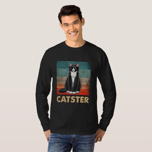Catster Cat Gangster Kostüm Kat Vater Gangster Cat T-Shirt (Vorne ganz)