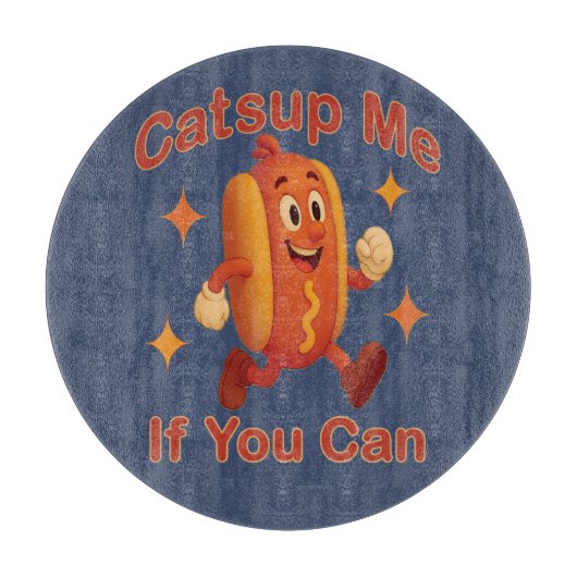Catsup me if you can Funny Hot Dog - Ketchup Puff Schneidebrett (Vorderseite)