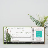 Cattail/Dragonfly Boarding Pass Wedding Invitation Einladung (Stehend Vorderseite)