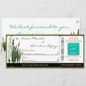 Cattail/Dragonfly Boarding Pass Wedding Invitation Einladung (Vorne/Hinten)