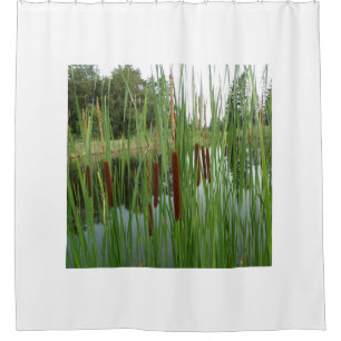 Cattails am Lake Shower Vorhang