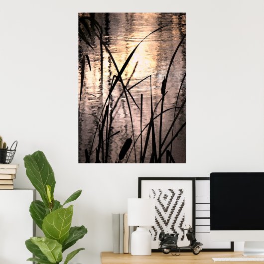 Cattails bei Sunset Poster (Heimbüro)