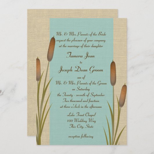 Cattails Lake Wedding Einladung (Vorne/Hinten)