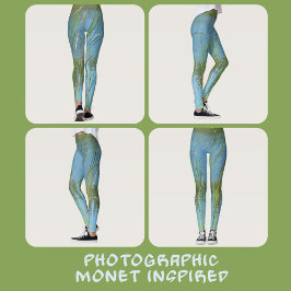 Cattails Monet Inspiriert Pastellblau und grün Leggings