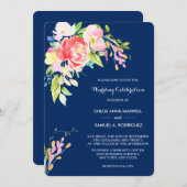 Cattails und Floral auf Blue Wedding Einladung (Vorne/Hinten)