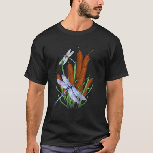 Cattails und Libellen im Shirt (Vorderseite)