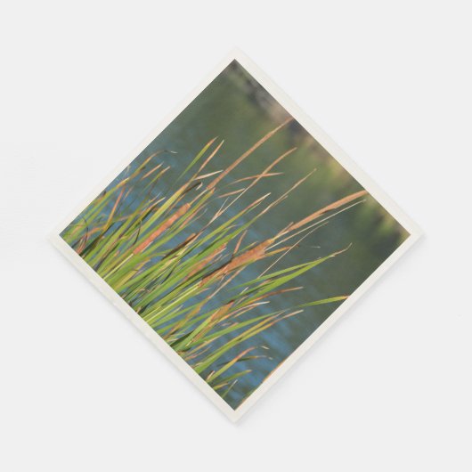 Cattails Wasserfront Fotosee Serviette (Ecke)